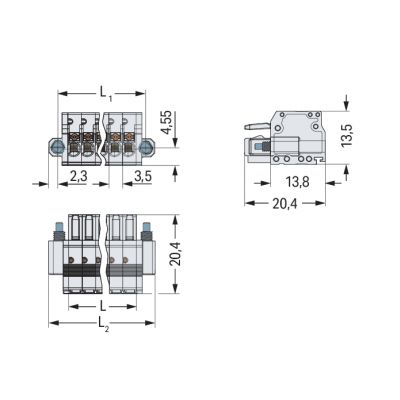 Gniazdo MCS-MINI 5-biegunowe jasnoszare raster 3,5mm 2734-105/107-000 /50szt./ WAGO (2734-105/107-000)