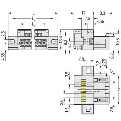 MCS-MINI Classic wtyk 2-biegunowy jasnoszary raster 3,5 mm (734-302/019-000)