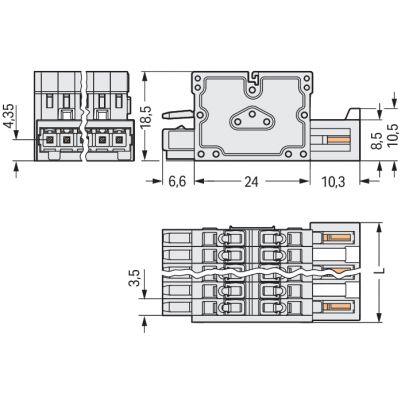 Wtyk kombi MCS-MINI 4-biegunowy jasnoszary raster 3,5mm 734-364 /50szt./ WAGO (734-364)