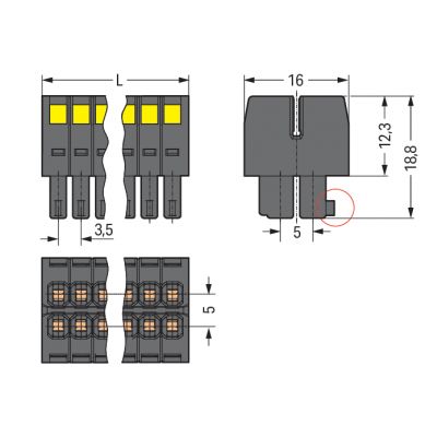 Gniazdo MCS-MINI Classic 6-biegunowe czarne raster 3,5mm 713-1103 /100szt./ WAGO (713-1103)