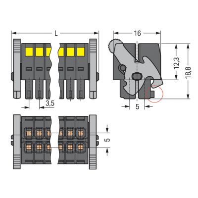 Gniazdo MCS-MINI Classic 16-biegunowe czarne raster 3,5mm 713-1108/037-000 /25szt./ WAGO (713-1108/037-000)