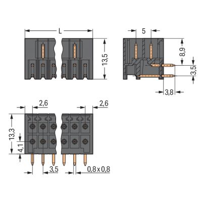 Wtyk MCS-MINI Classic 6-biegunowe czarny raster 3,5mm 713-1423 /100szt./ WAGO (713-1423)