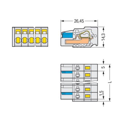 Gniazdo MCS-MIDI Classic 2-biegunowe jasnoszare raster 5mm 721-102/026-000 /100szt./ WAGO (721-102/026-000)