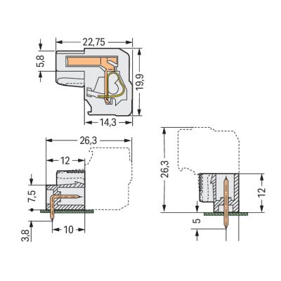 Gniazdo MCS-MIDI Classic kątowe 2-biegunowe jasnoszare raster 5mm 722-202/026-000 /100szt./ WAGO (722-202/026-000)