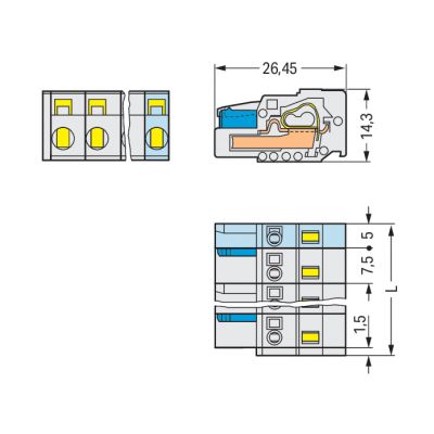 MCS-MIDI Classic gniazdo 2-bieg. j-szare raster 7,5 mm (721-202/026-000)