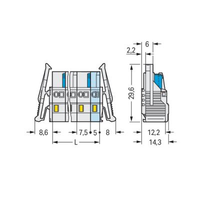 Gniazdo MCS-MIDI Classic 2-biegunowe jasnoszare raster 7,5mm 721-202/037-000 /50szt./ WAGO (721-202/037-000)