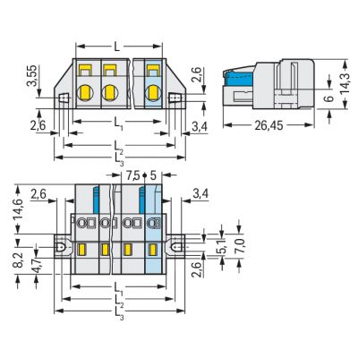 MCS-MIDI Classic gniazdo 3-biegunowe jasnoszare raster 7,5 mm (721-203/031-000)