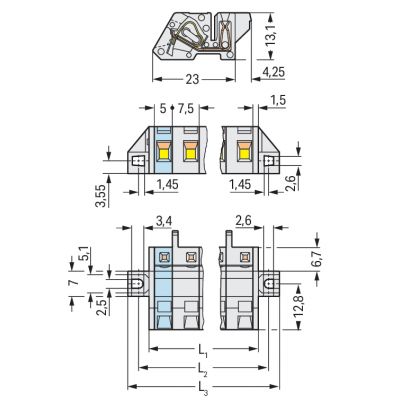 Gniazdo MCS-MIDI Classic kątowe 8-biegunowe jasnoszare raster 7,5mm 721-338/031-000 /25szt./ WAGO (721-338/031-000)