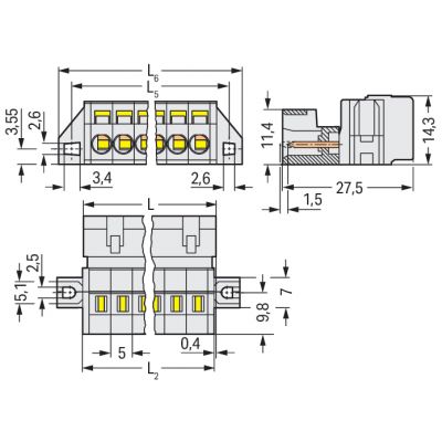 Wtyk MCS-MIDI Classic 2-biegunowy jasnoszary raster 5mm 721-602/019-000 /100szt./ WAGO (721-602/019-000)