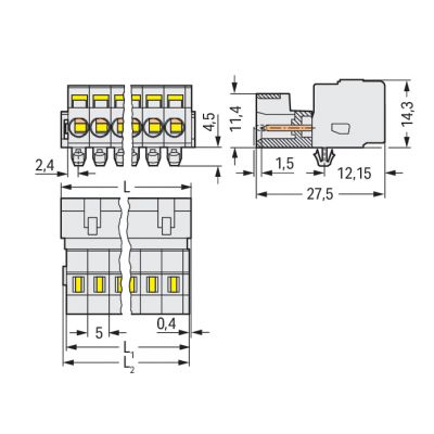 Wtyk MCS-MIDI Classic 2-biegunowy jasnoszary raster 5mm 721-602/018-000 /100szt./ WAGO (721-602/018-000)