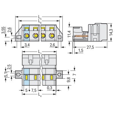 Wtyk MCS-MIDI Classic 7-biegunowy jasnoszary raster 7,5mm 723-607/019-000 /25szt./ WAGO (723-607/019-000)