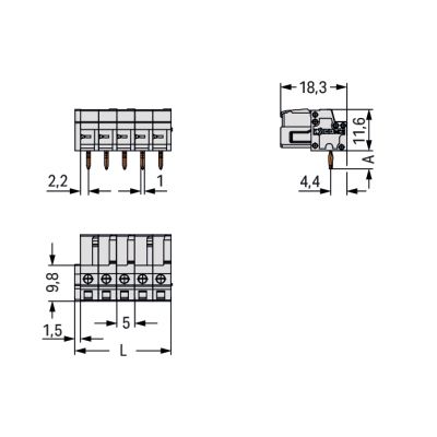 Gniazdo MCS-MIDI Classic 20-biegunowe jasnoszare raster 5mm 722-250 /10szt./ WAGO (722-250)