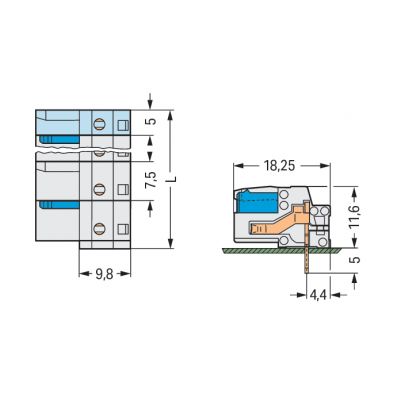 Gniazdo MCS-MIDI Classic 4-biegunowe jasnoszare raster 7,5mm 722-834 /50szt./ WAGO (722-834)