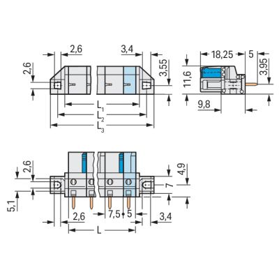 MCS-MIDI Classic gniazdo 5-biegunowe jasnoszare raster 7,5 mm (722-735/031-000)