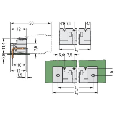 Wtyk MCS-MIDI Classic 4-biegunowy jasnoszary raster 7,5mm 721-864/001-000 /100szt./ WAGO (721-864/001-000)