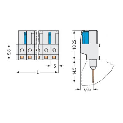 Gniazdo MCS-MIDI Classic 2-biegunowe jasnoszare raster 5mm 722-132/005-000 /100szt./ WAGO (722-132/005-000)