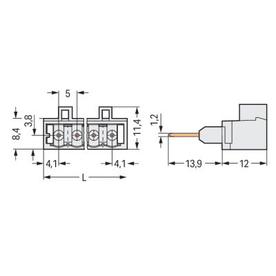 Wtyk MCS-MIDI Classic 2-biegunowy jasnoszary raster 5mm 721-162/003-000 /200szt./ WAGO (721-162/003-000)