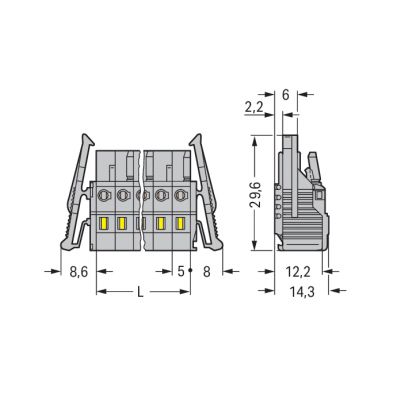 Gniazdo MCS-MIDI Classic 5-biegunowe szare raster 5mm 231-105/037-000 /50szt./ WAGO (231-105/037-000)