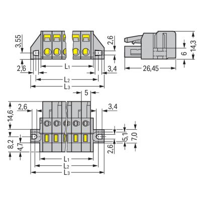 Gniazdo MCS-MIDI Classic 3-biegunowe szare raster 5mm 231-103/031-000 /50szt./ WAGO (231-103/031-000)