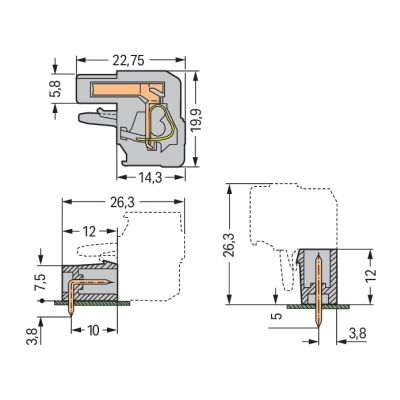 MCS-MIDI Classic gniazdo kątowe 2-biegunowe szare raster 5 mm (232-202/026-000)