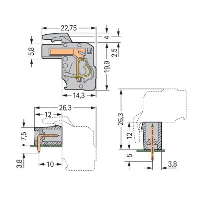 MCS-MIDI Classic gniazdo kątowe 4-biegunowe szare raster 5 mm (232-104/026-000)