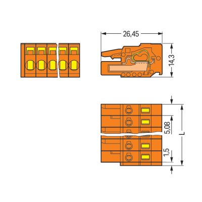 Gniazdo MCS-MIDI Classic 5-biegunowe pomarańczowe raster 5,08mm 231-305/026-000 /100szt./ WAGO (231-305/026-000)