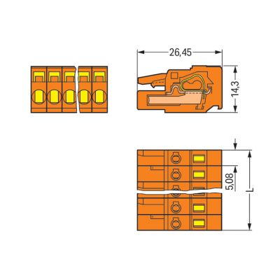 Gniazdo MCS-MIDI Classic 2-biegunowe pomarańczowe raster 5,08mm 231-302/102-000 /100szt./ WAGO (231-302/102-000)