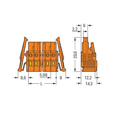 Gniazdo MCS-MIDI Classic 2-biegunowe pomarańczowe raster 5,08mm 231-302/037-000 /100szt./ WAGO (231-302/037-000)