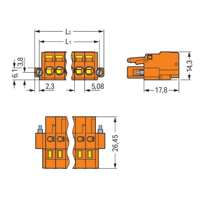 Gniazdo MCS-MIDI Classic 6-biegunowe pomarańczowe raster 5,08mm 231-306/107-000 /50szt./ WAGO (231-306/107-000)