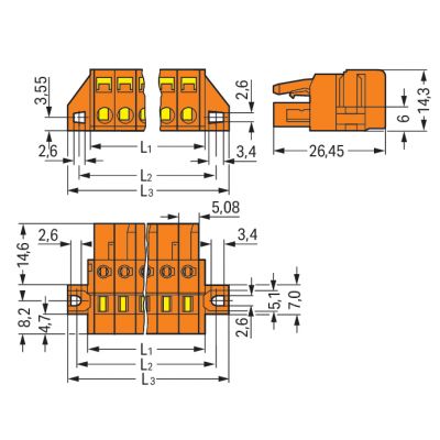 Gniazdo MCS-MIDI Classic 4-biegunowe pomarańczowe raster 5,08mm 231-304/031-000 /50szt./ WAGO (231-304/031-000)