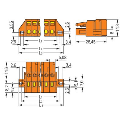 Gniazdo MCS-MIDI Classic 10-biegunowe pomarańczowe raster 5,08mm 231-310/031-000 /25szt./ WAGO (231-310/031-000)