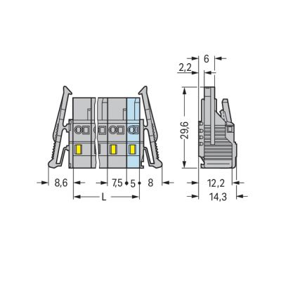 Gniazdo MCS-MIDI Classic 3-biegunowe szare raster 7,5mm 231-203/037-000 /50szt./ WAGO (231-203/037-000)