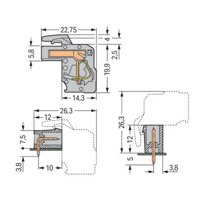 Gniazdo MCS-MIDI Classic kątowe 5-biegunowe szare raster 7,5mm 732-105/026-000 /25szt./ WAGO (732-105/026-000)