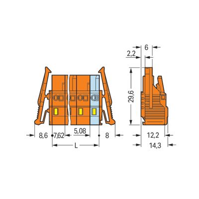 Gniazdo MCS-MIDI Classic 3-biegunowe pomarańczowe raster 7,62mm 231-703/037-000 /50szt./ WAGO (231-703/037-000)