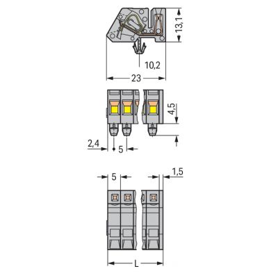 Gniazdo MCS-MIDI Classic kątowe 6-biegunowe szare raster 5mm 731-506/008-000 /50szt./ WAGO (731-506/008-000)