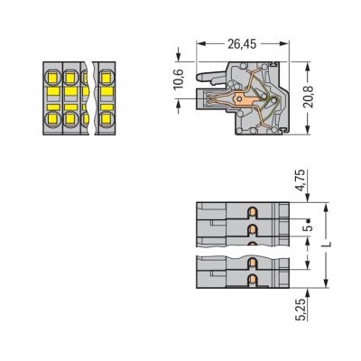 Gniazdo MCS-MIDI Classic 2-biegunowe szare raster 5mm 231-2102/026-000 /100szt./ WAGO (231-2102/026-000)