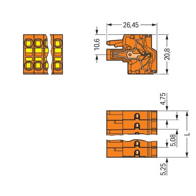 Gniazdo MCS-MIDI Classic 3-biegunowe pomarańczowe raster 5,08mm 231-2303/026-000 /100szt./ WAGO (231-2303/026-000)