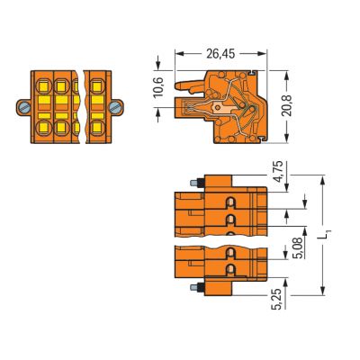 wtyk sprężynowy ras. 5,08mm 2-torowy pomarańczowy (231-2302/107-000)