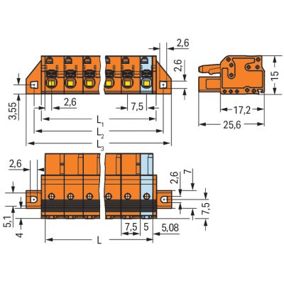 Gniazdo MCS-MIDI Classic 7-biegunowe pomarańczowe raster 7,62mm 2231-707/031-000 /25szt./ WAGO (2231-707/031-000)