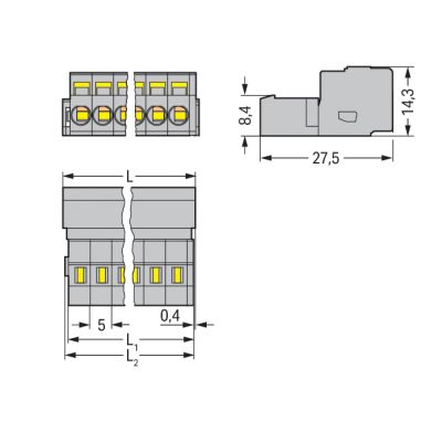 Wtyk MCS-MIDI Classic 3-biegunowy szary raster 5mm 231-603 /100szt./ WAGO (231-603)