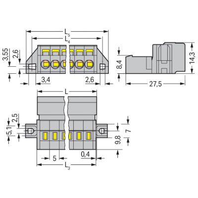 Wtyk MCS-MIDI Classic 2-biegunowy szary raster 5mm 231-602/019-000 /100szt./ WAGO (231-602/019-000)