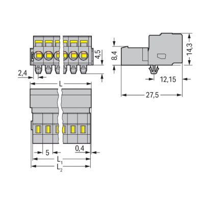 Wtyk MCS-MIDI Classic 2-biegunowy szary raster 5mm 231-602/018-000 /100szt./ WAGO (231-602/018-000)