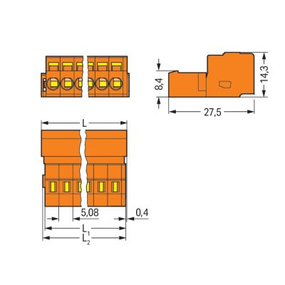 Wtyk MCS-MIDI Classic 2-biegunowy pomarańczowy raster 5,08mm 231-632 /100szt./ WAGO (231-632)