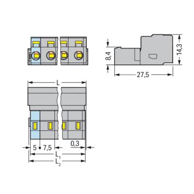 Wtyk MCS-MIDI Classic 4-biegunowy szary raster 7,5mm 731-604 /50szt./ WAGO (731-604)