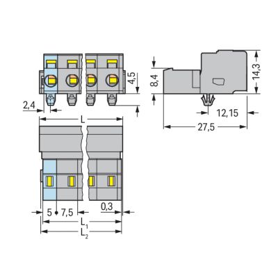 Wtyk MCS-MIDI Classic 3-biegunowy szary raster 7,5mm 731-603/018-000 /100szt./ WAGO (731-603/018-000)