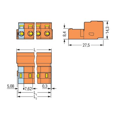 Wtyk MCS-MIDI Classic 6-biegunowy pomarańczowy raster 7,62mm 731-636 /50szt./ WAGO (731-636)