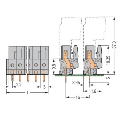 Gniazdo MCS-MIDI Classic 3-biegunowe szare raster 5mm 232-133 /100szt./ WAGO (232-133)