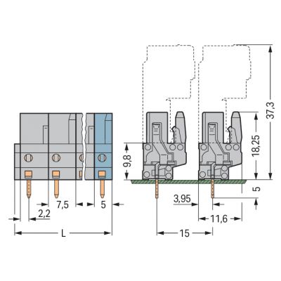 Gniazdo MCS-MIDI Classic 9-biegunowe szare raster 7,5mm 232-739 /25szt./ WAGO (232-739)