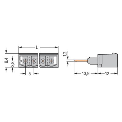 Wtyk MCS-MIDI Classic 2-biegunowy szary raster 5mm 231-162/003-000 /200szt./ WAGO (231-162/003-000)