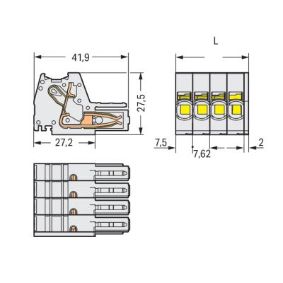 Wtyk MCS-MAXI 3-biegunowy jasnoszary raster 7,62mm 831-3103 /48szt./ WAGO (831-3103)